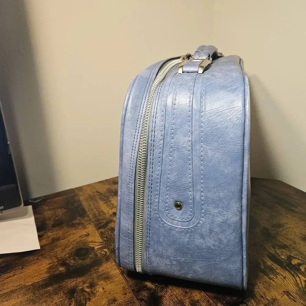 Vintage Samsonite Sonora Blue Soft Side Suitcase Carry On Luggage Travel Bag MCM